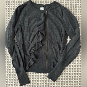 J.Crew ruffle trim zip sweater